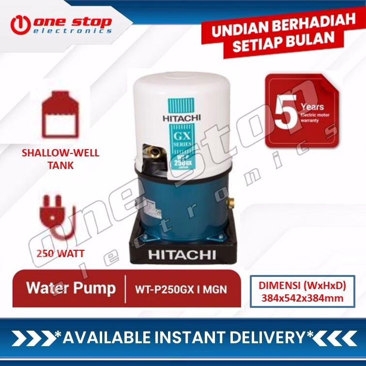 HITACHI WT-P250GX Pompa Air Sumur Dangkal
