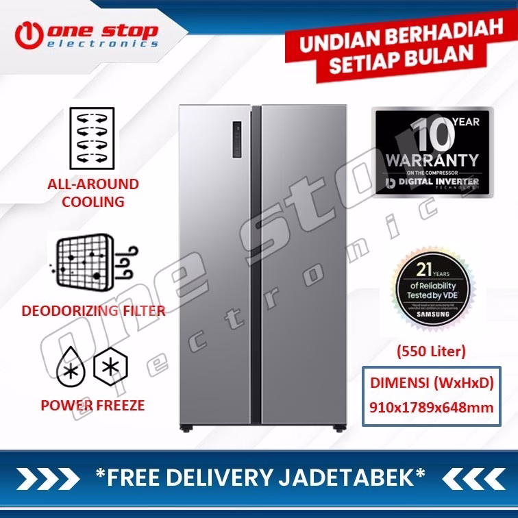 SAMSUNG RS52B3000M9 / RS52 Kulkas Side by Side All-around Cooling 550L