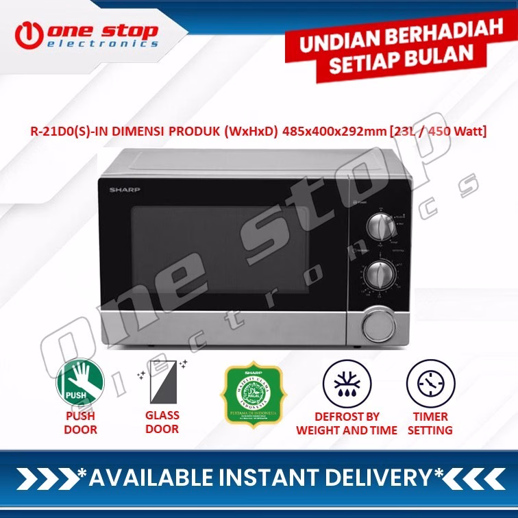 SHARP R-21D0(S)IN Straight Microwave Oven 23 L