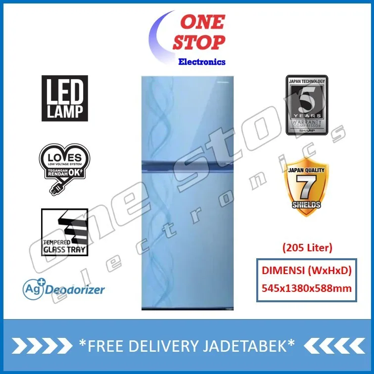 SHARP SJ-237ND-AB/AP/AS Kulkas 2 Pintu 187 L - Biru
