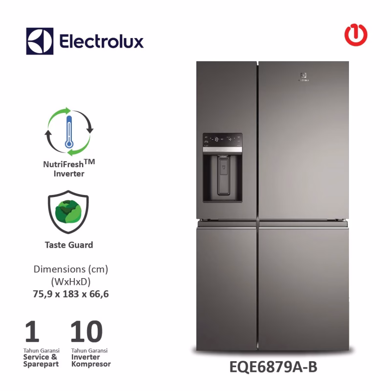 ELECTROLUX EQE6879A-B / EQE 6879 AB Kulkas Multi Door 609L