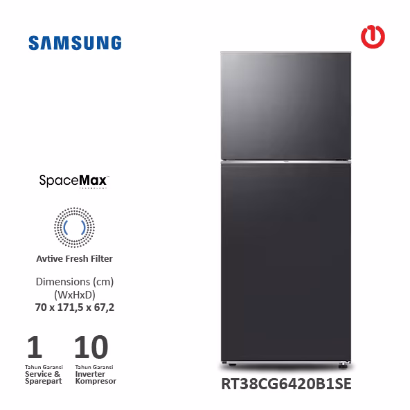 SAMSUNG RT38CG6420B1SE / RT38 Kulkas 2 Pintu w/Ungkep Compartment 393L