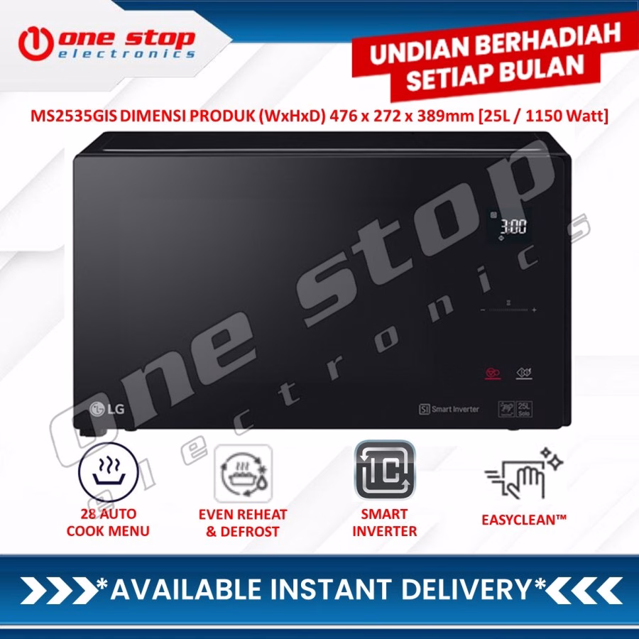 LG MS2535GIS Microwave Oven Solo NeoChef Smart Inverter 25L