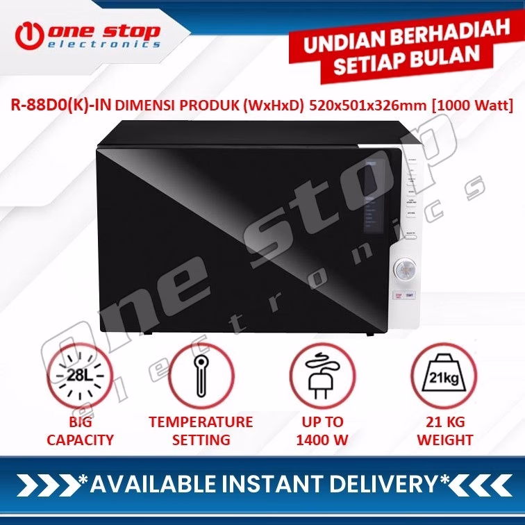 SHARP R-88D0(K)-IN / R-88DO(K)-IN Microwave Oven 3 In 1 Function 28L