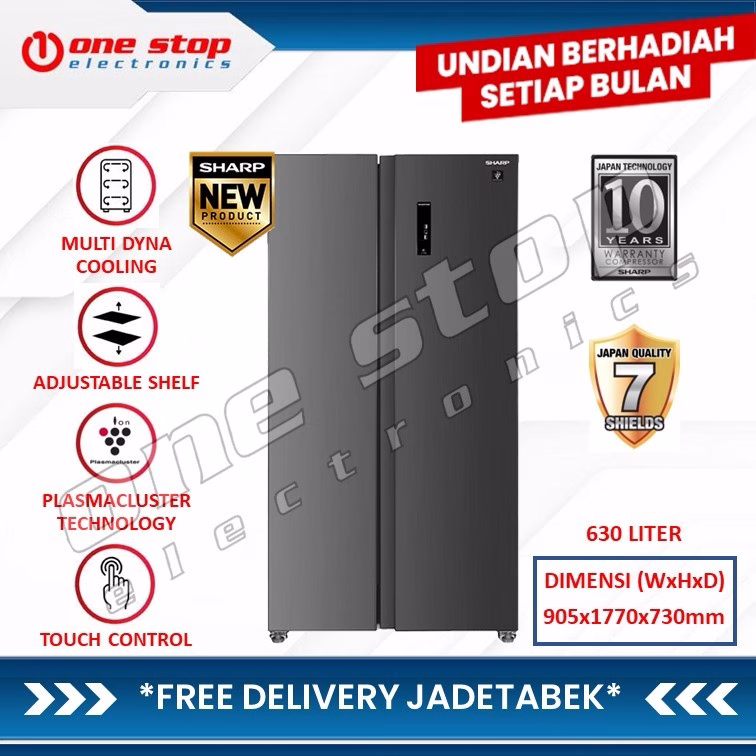 SHARP SJ-IS70PMA-DS Kulkas Side By Side Inverter Plasmacluster 630L