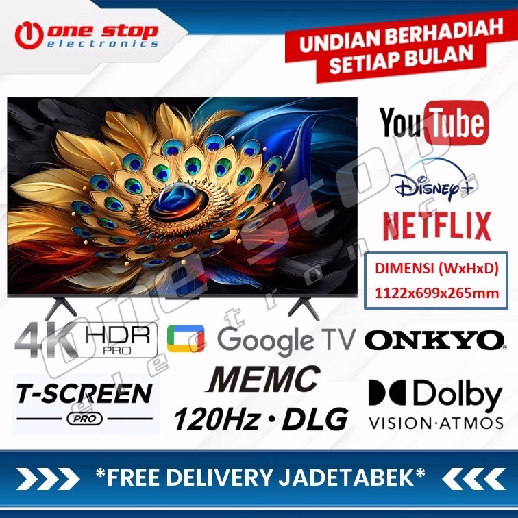 TCL 50C655 QLED PRO 4K UHD Smart Google TV w/ ONKYO 2.1CH 50 Inch
