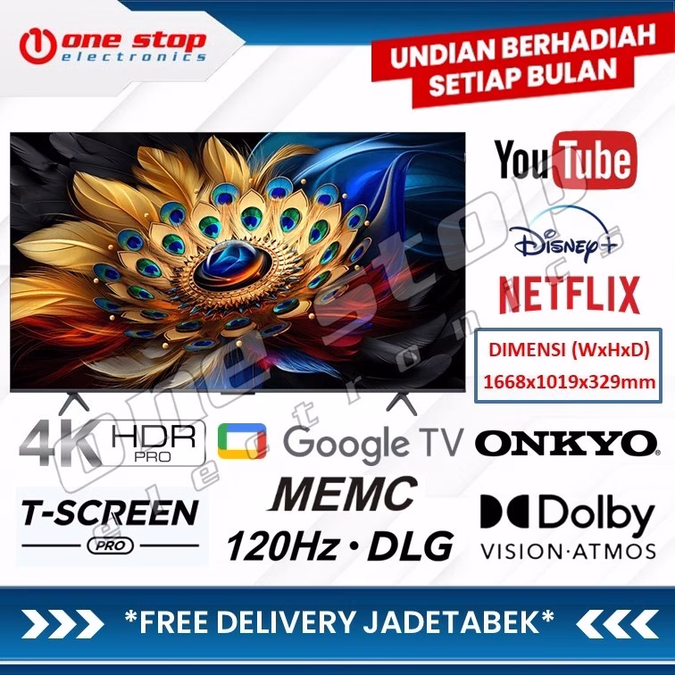 TCL 75C655 QLED PRO 4K UHD Smart Google TV w/ ONKYO 2.1CH 75 Inch
