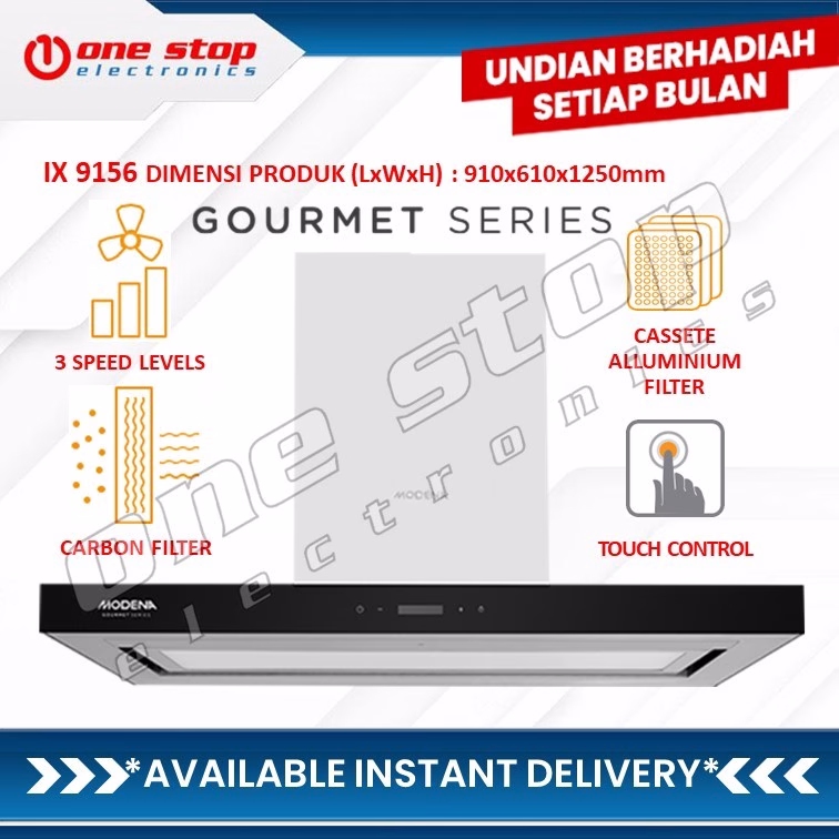 MODENA IX 9156 / IX9156 Island Cooker Hood Gourmet Series 90cm