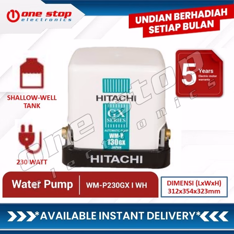 HITACHI WM-P230GX Pompa Air (Water Pump) Sumur Dangkal