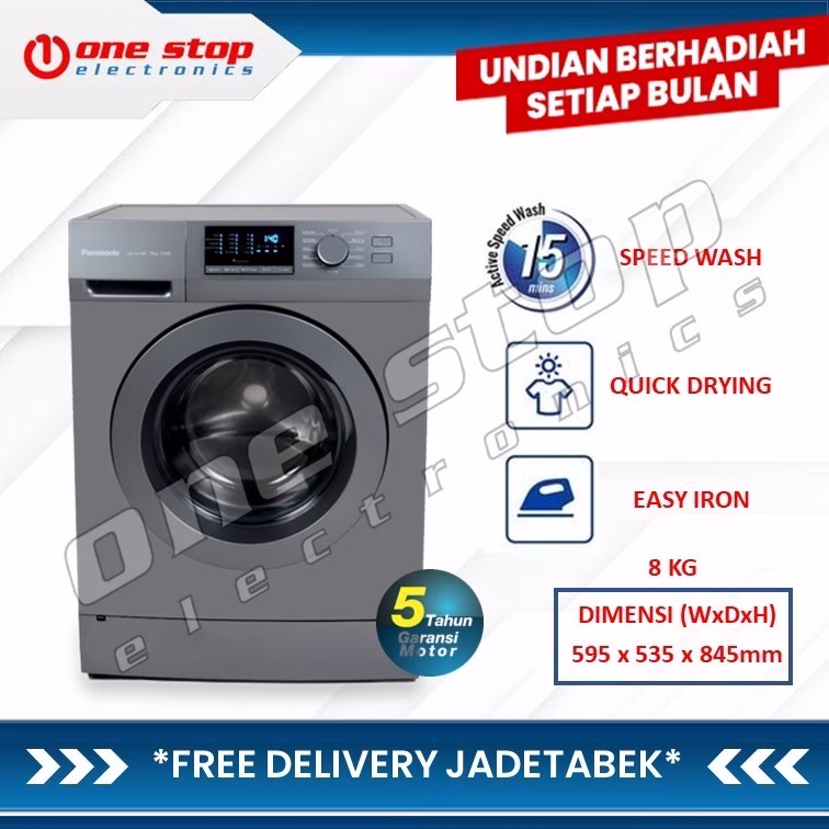 PANASONIC NA-128XB1LNE Mesin Cuci Front Loading w/ Rapid Wash 8 KG