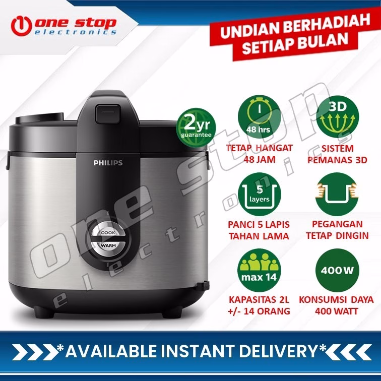 PHILIPS HD3138 / HD-3138/33 Rice Cooker w/ Pemanas Smart 3D 2L