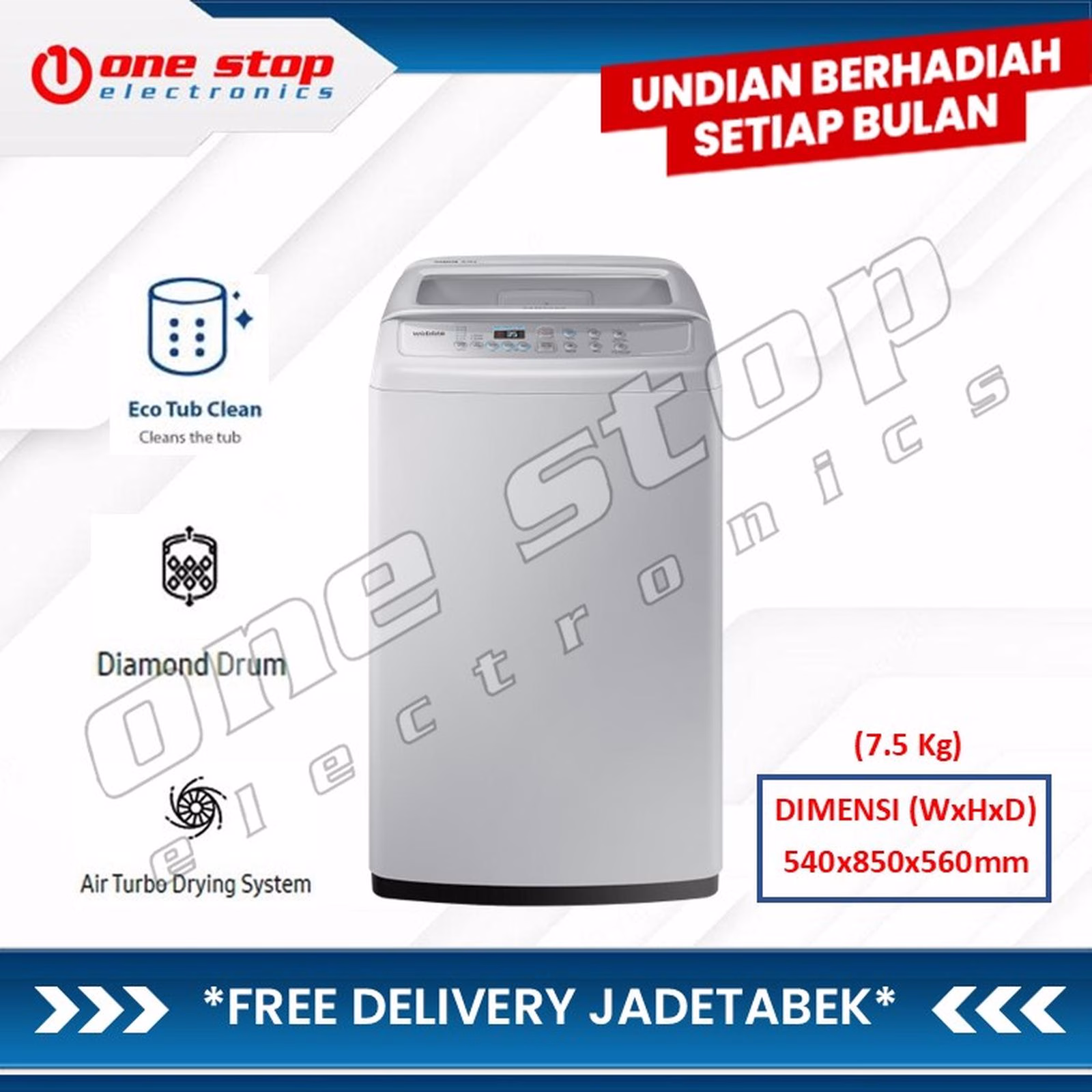 SAMSUNG WA75H4200SG / WA75 Mesin Cuci Top Loading Magic Filter 7.5Kg