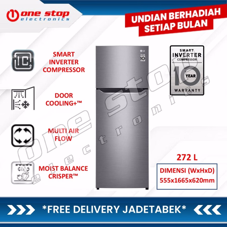 LG GN-G272SLCB Kulkas 2 Pintu Smart Inverter Compressor & Door Cooling