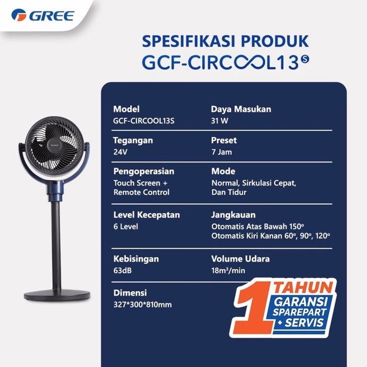GREE GCF-CIRCOOL13S Luxury Air Circulation Fan - Swing Otomatis - 2in1 Kipas Meja dan Lantai - Image 2