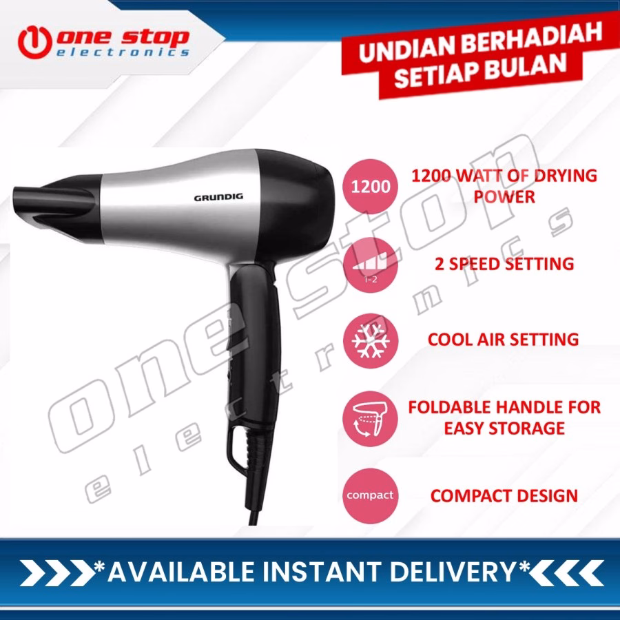 GRUNDIG HD 2200 / HD2200 Hair Dryer Pengering Rambut 1200 Watt