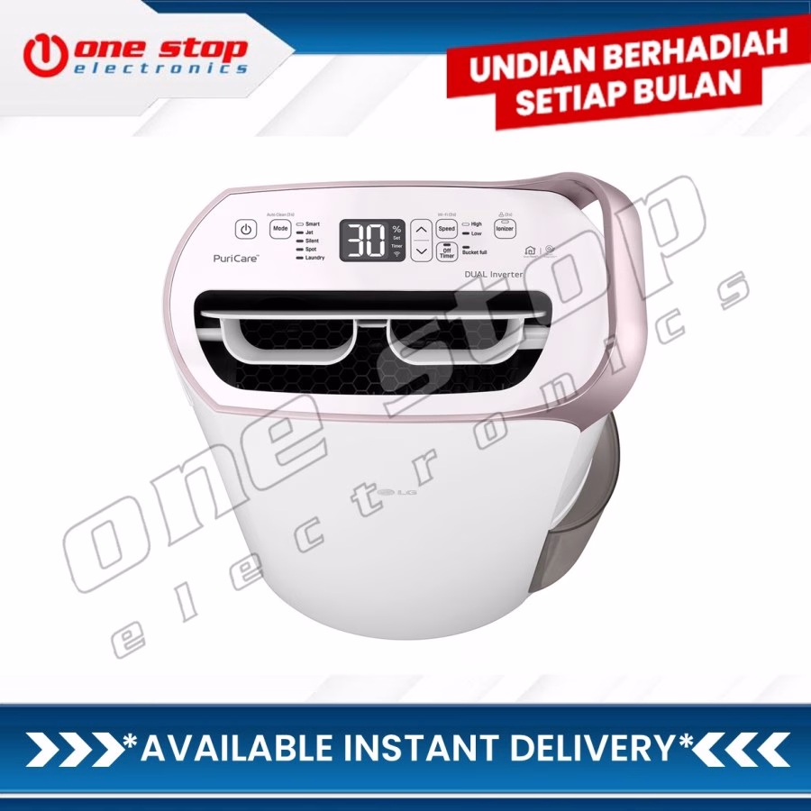 LG MD19GQGE0 Puricare Dehumidifier Smart Inverter White Rose Gold 19L - Image 3