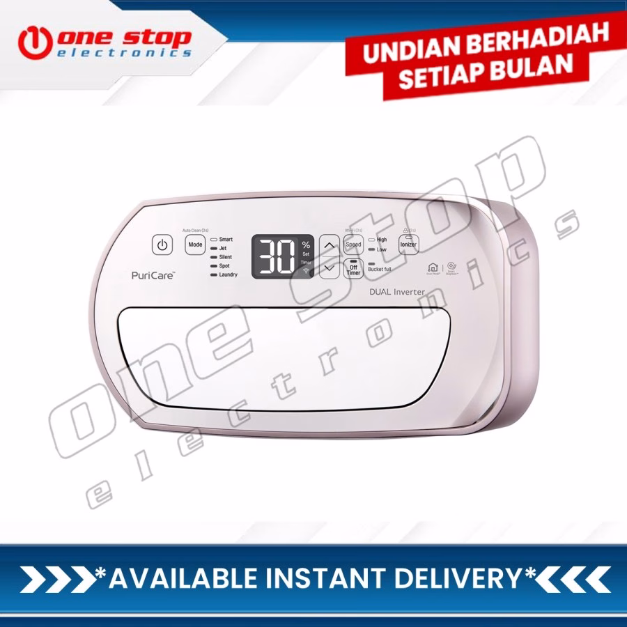 LG MD19GQGE0 Puricare Dehumidifier Smart Inverter White Rose Gold 19L - Image 2