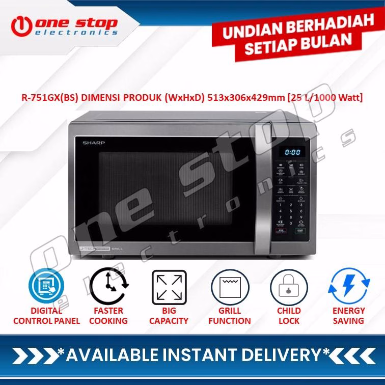 SHARP R-751GX(BS) Microwave Grill Inverter Oven 25 L