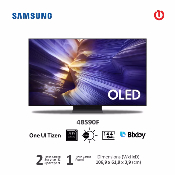 SAMSUNG 48S90F OLED 4K Smart TV 48 Inch | OLED HDR+ | 4K AI Upscaling | S90F / S90FA / QA48S90FA / QA48S90FAEXXD
