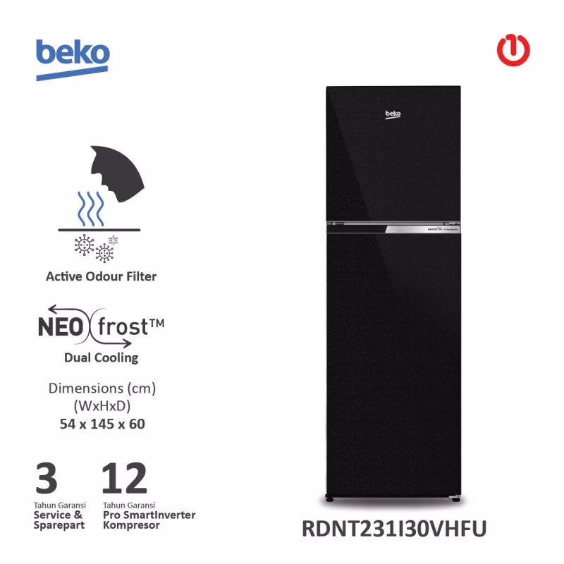 BEKO RDNT231I30VHFU Kulkas 2 Pintu Smart Inverter & HarvestFresh 230L