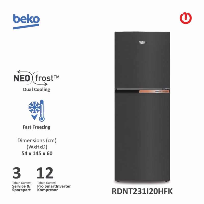 BEKO RDNT231I20HFK Kulkas 2 Pintu HarvestFresh Technology 230L