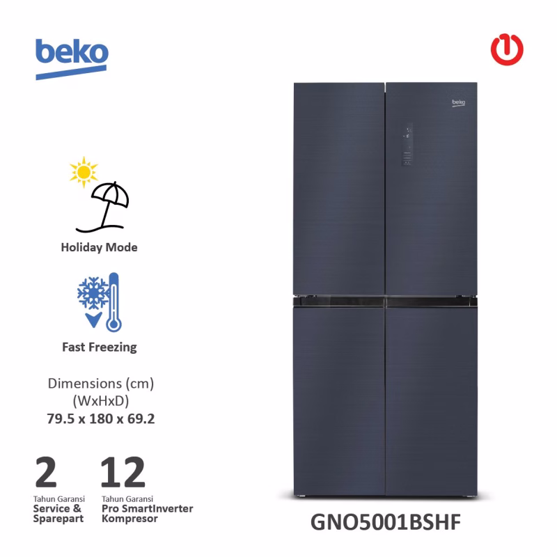 BEKO GNO5001BSHF Kulkas Side by Side Inverter w/ HarvestFresh 500L