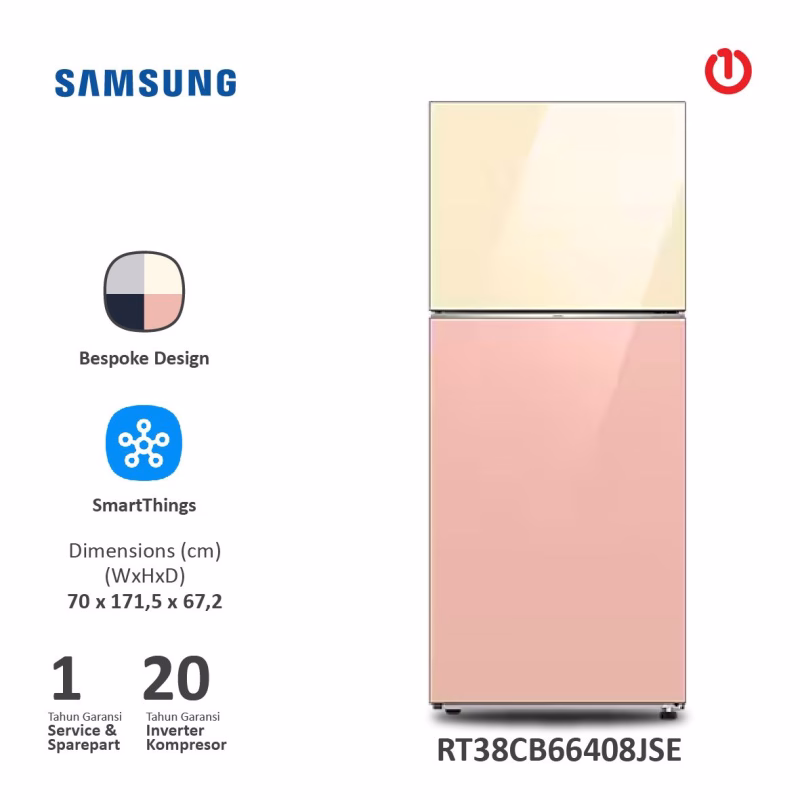 SAMSUNG RT38CB66408JSE Kulkas BESPOKE 2 Pintu w/UngkepCompartment 393L