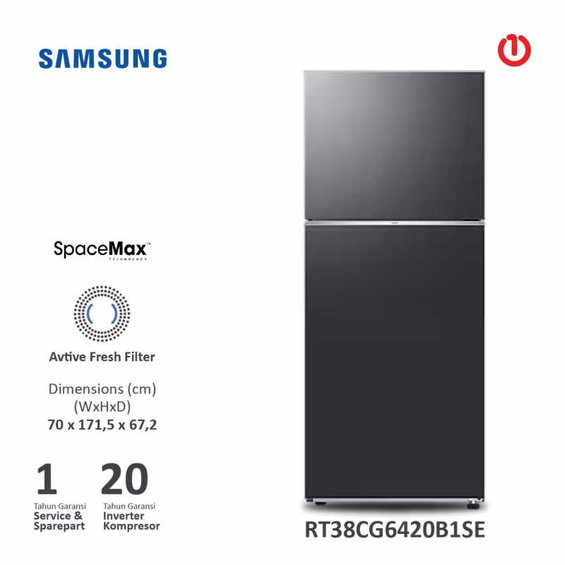 SAMSUNG RT38CG6420B1SE / RT38 Kulkas 2 Pintu w/Ungkep Compartment 393L
