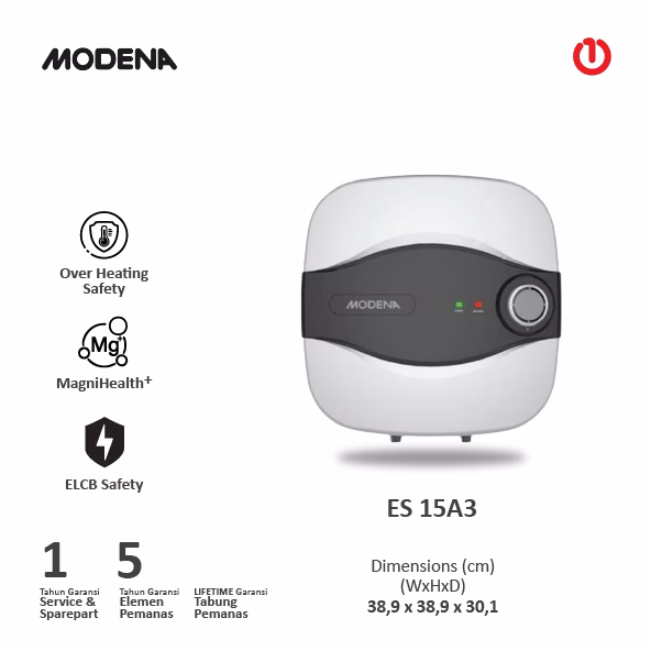 MODENA ES 15A3 / ES 15 A3 Electric Water Heater Unica 15L 350 Watt