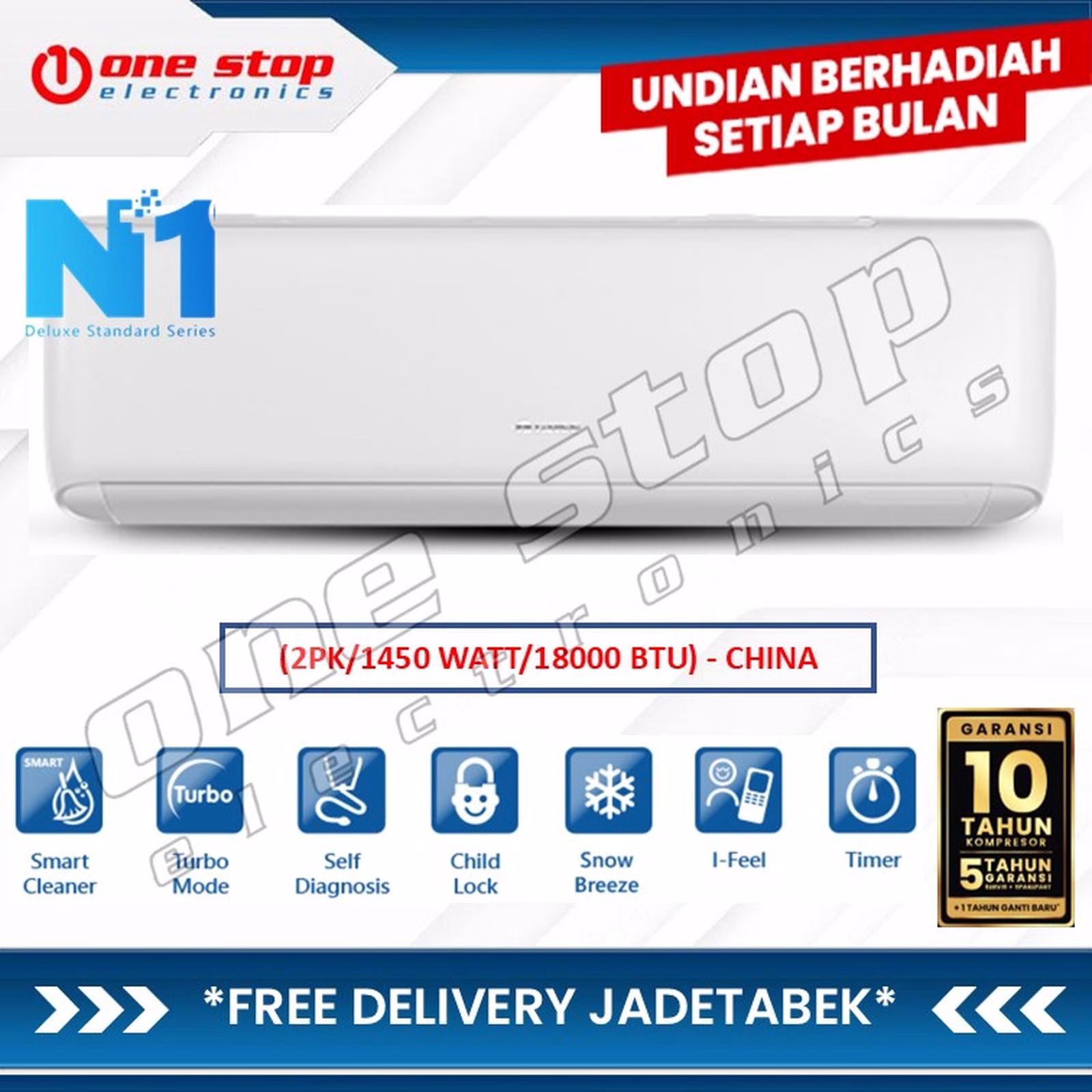 GREE GWC-18N1 AC Split Deluxe Standard BLACK DIAMOND FIN 2PK