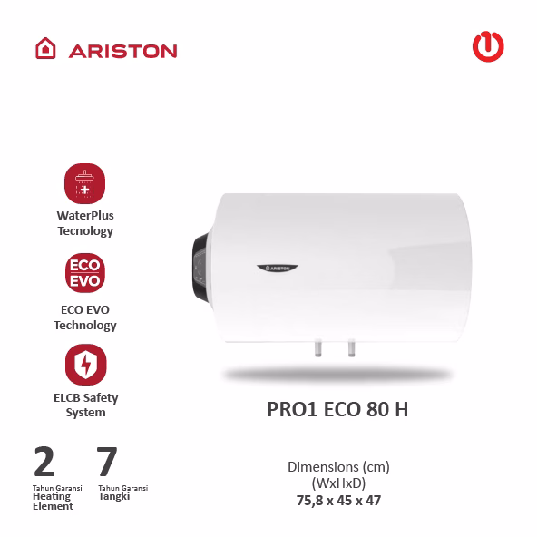 ARISTON PRO1 ECO 80 H / PRO 1 ECO 80 H Water Heater 80 L 1200 Watt
