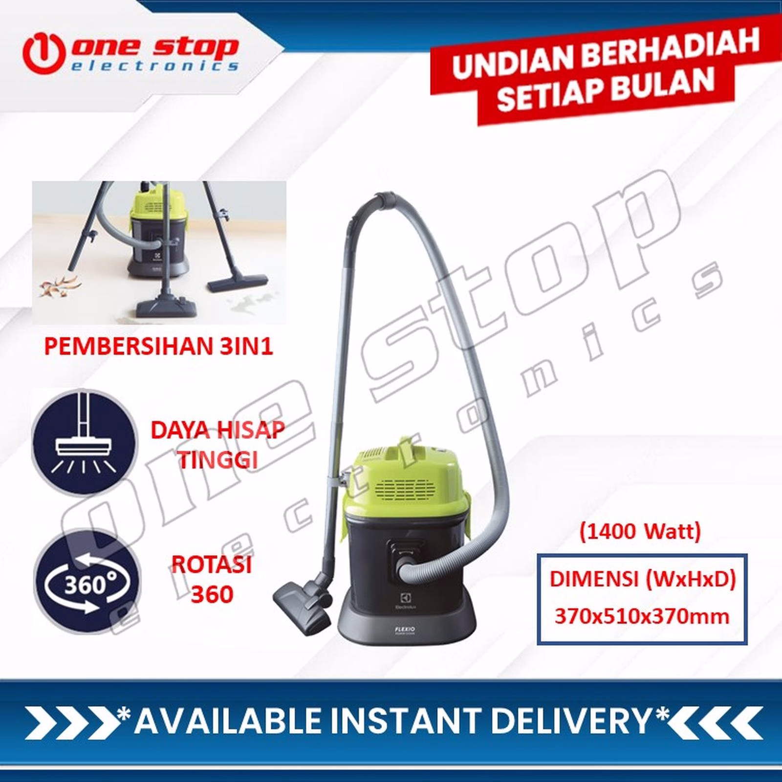 ELECTROLUX Z823 Wet & Dry Vacuum Cleaner Flexio Power 1400Watt