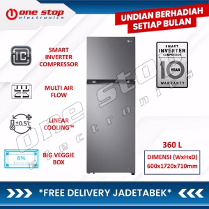 LG GN-B332PQQF Kulkas 2 Pintu 360L | Smart Inverter Compressor