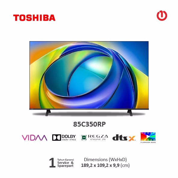 TOSHIBA 85C350RP / 85 C350 RP Smart 4K UHD VIDAA OS TV 85 Inch | Dolby Vision-Atmos