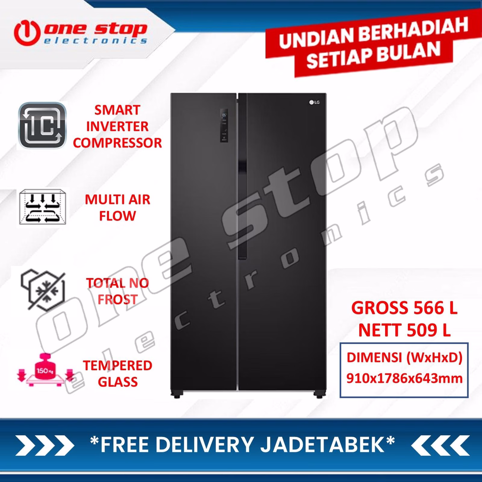 LG GCFB507PLAM / GCF-B507PLAM Kulkas Side by Side Smart Inverter Compressor 509L