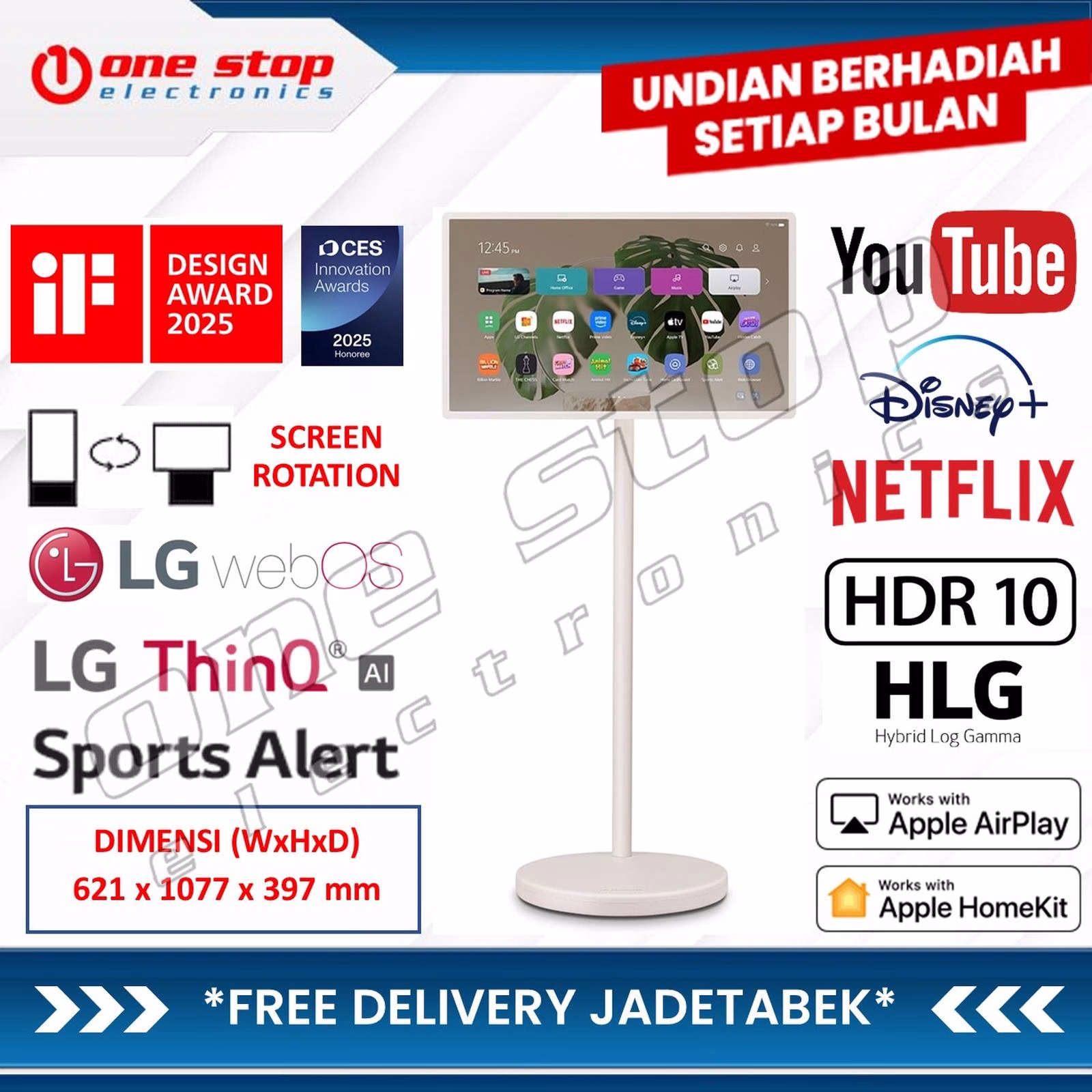 LG 27LX6TDGA StanbyME 2 QHD Smart TV Portable Touch Screen 27 Inch