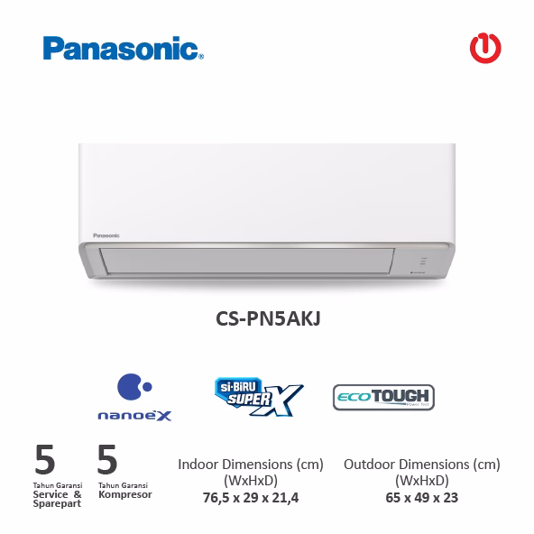 PANASONIC CS/CU-PN5AKJ AC Split Deluxe Standard Si-BiRu Nanoe-X 0.5PK
