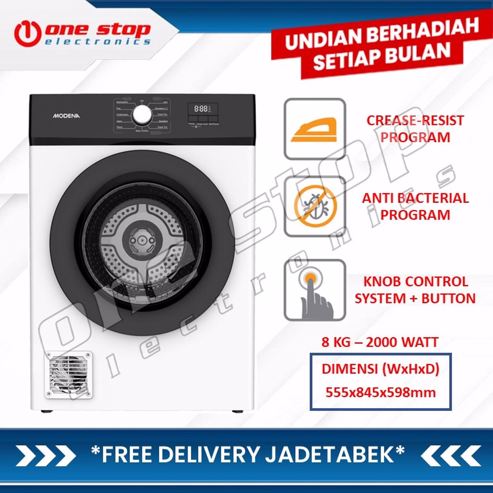 MODENA ED 0810 UCWH / ED0810 UCWH Vented Dryer 8 Kg