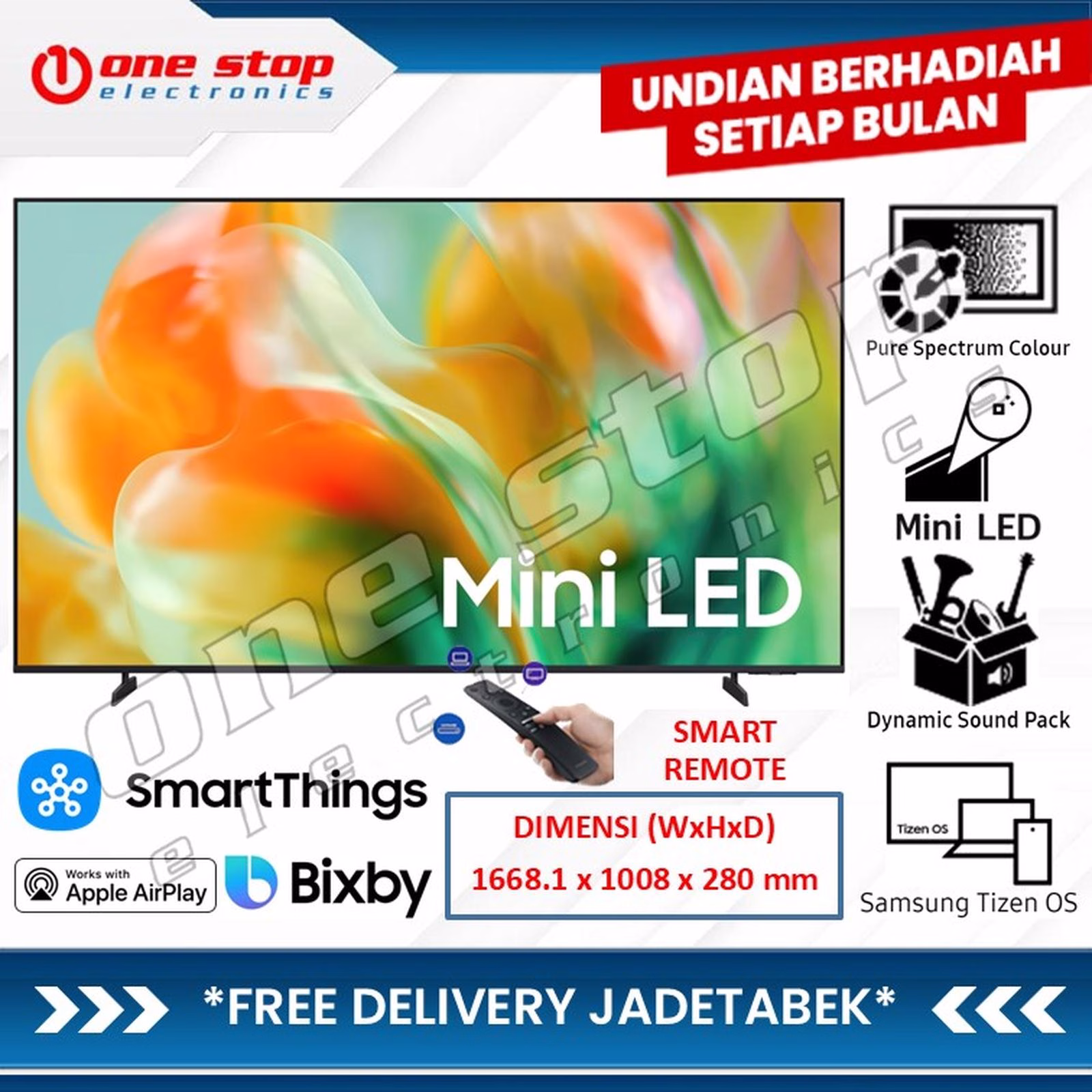 SAMSUNG 75M80H Mini LED 4K Vision AI Smart TV 75 Inch - M80H / M80HA / UA75M80HA / UA75M80HAKXXD