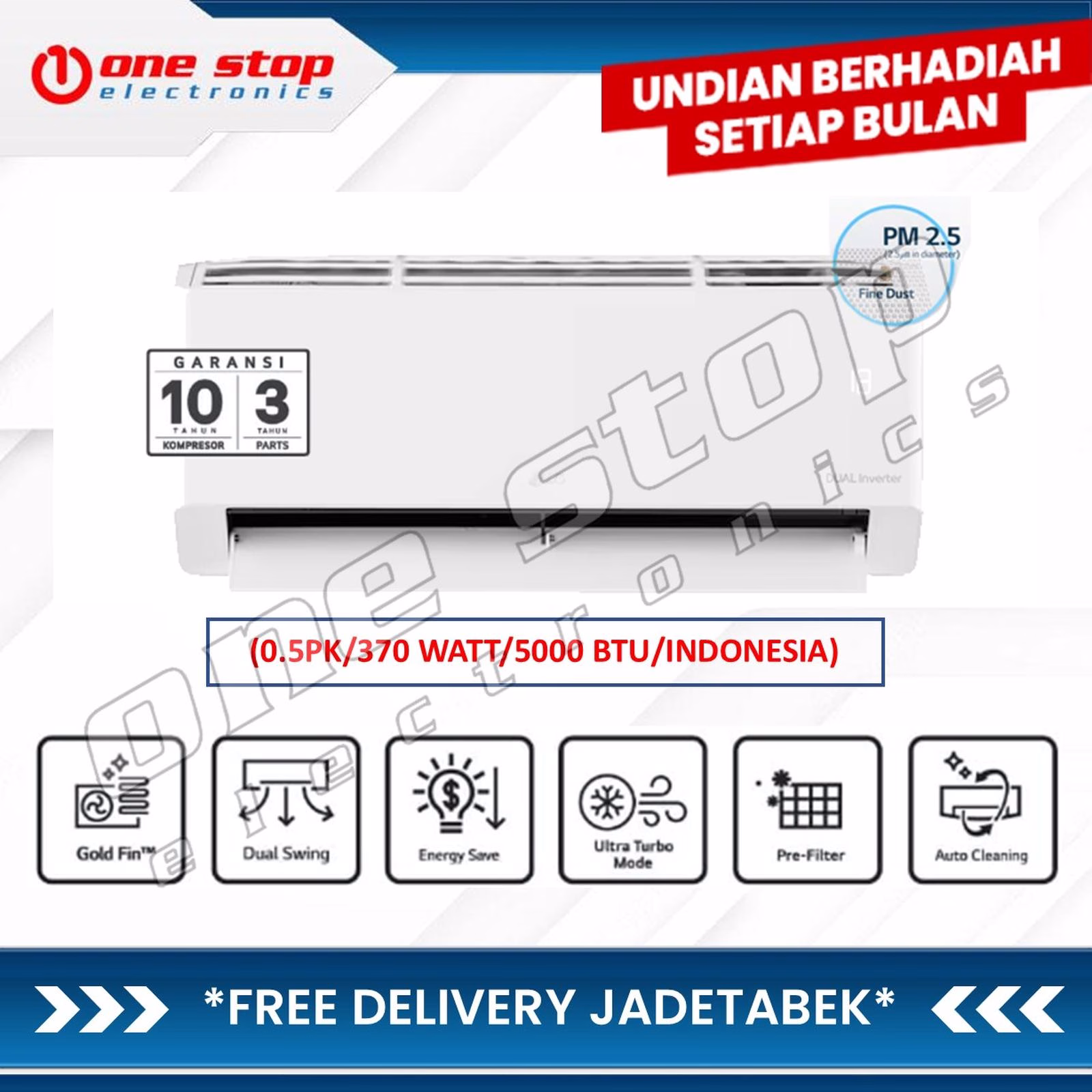LG K05NSB AC Standard New Terminator Premium 0.5PK - DUAL Swing Auto - Temperature Display - R32 - 1/2 PK