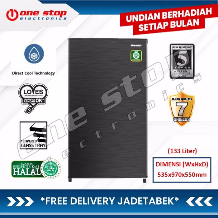 SHARP SJ-N163N-HS Kulkas 1 Pintu Kirei Series 133 L / 128 L